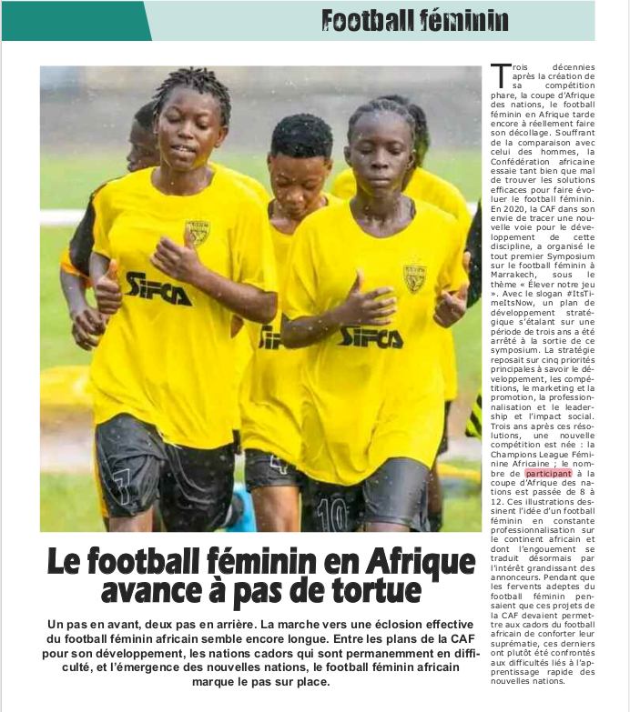 Le football féminin en Afrique avance à pas de tortue