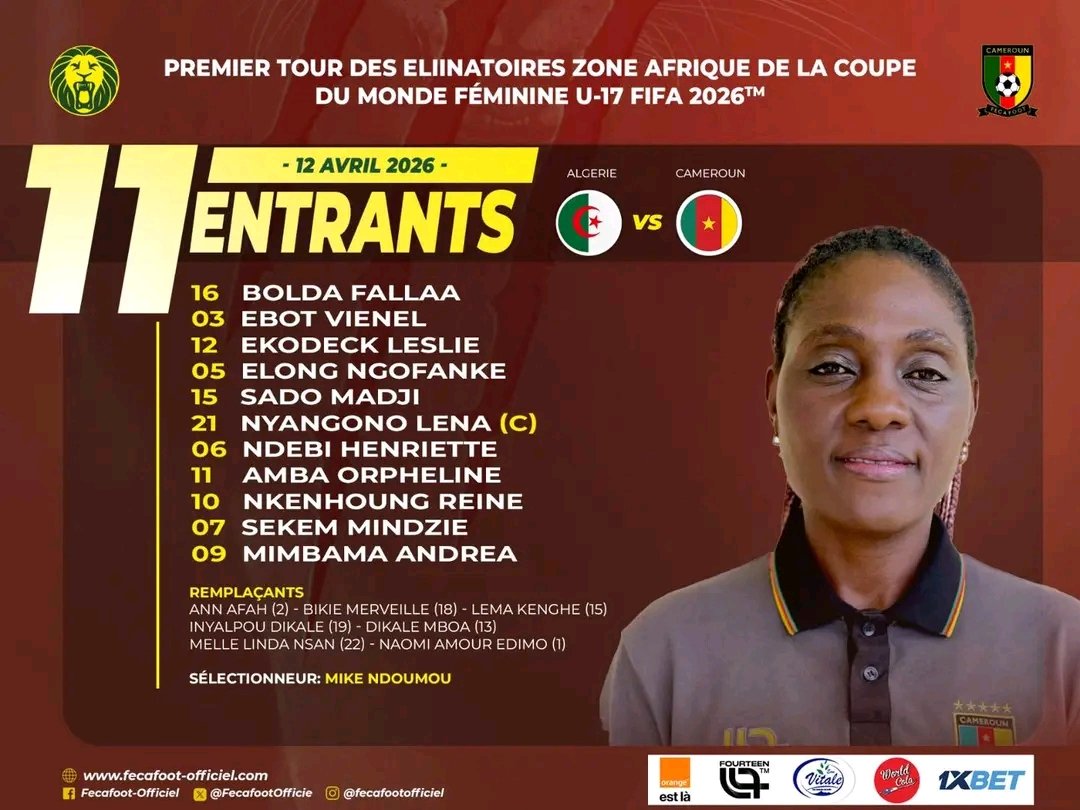 1ER TOUR ALLER DES ÉLIMINATOIRES DE LA COUPE DU MONDE FÉMININE U17 2026 ALGÉRIE 1 – 5 CAMEROUN